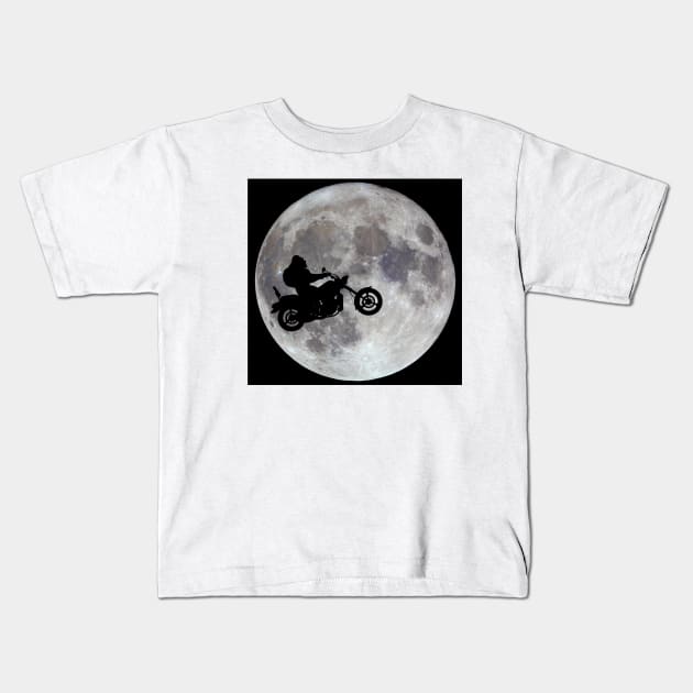 Big Foot, Big Bike and Big Bright Moon 1 Kids T-Shirt by NewSignCreation